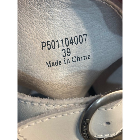 FLY LONDON Jeno Wedge Sandals Beige White Buckle Ankle Strap Size 39 (US 8-8.5) - Picture 5 of 8